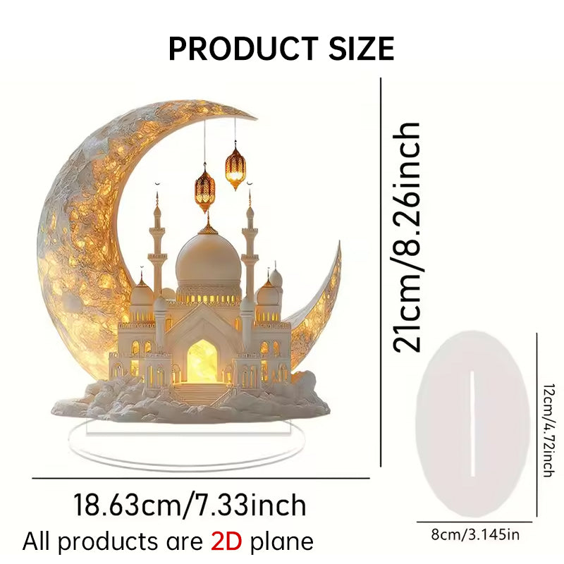 2025 Ramadan 2D Acrylic Moon - Castle Ornament. Eid Al - fitr Decoration, Muslim Home & Party Gift. - V.I.P Digital Presence