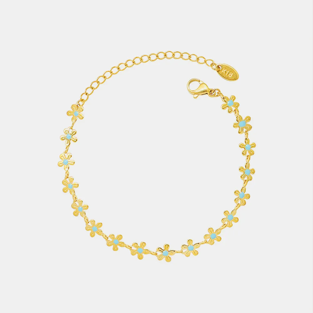 Golden Flower Blue Drip Oil Bracelet - V.I.P Digital Presence