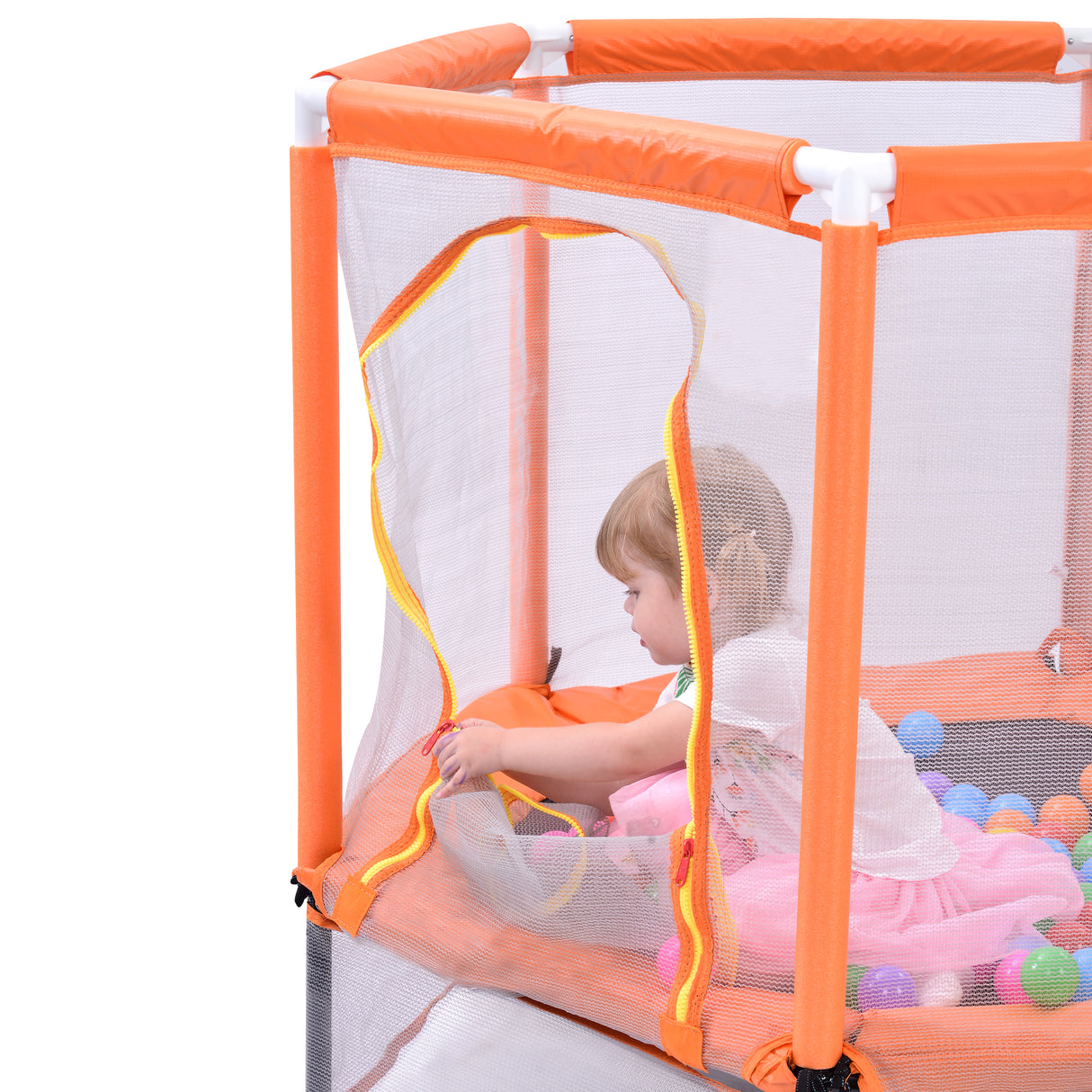 55'' Toddlers Trampoline with Safety Enclosure Net and Balls, Indoor Outdoor Mini Trampoline for Kids - V.I.P Digital Presence