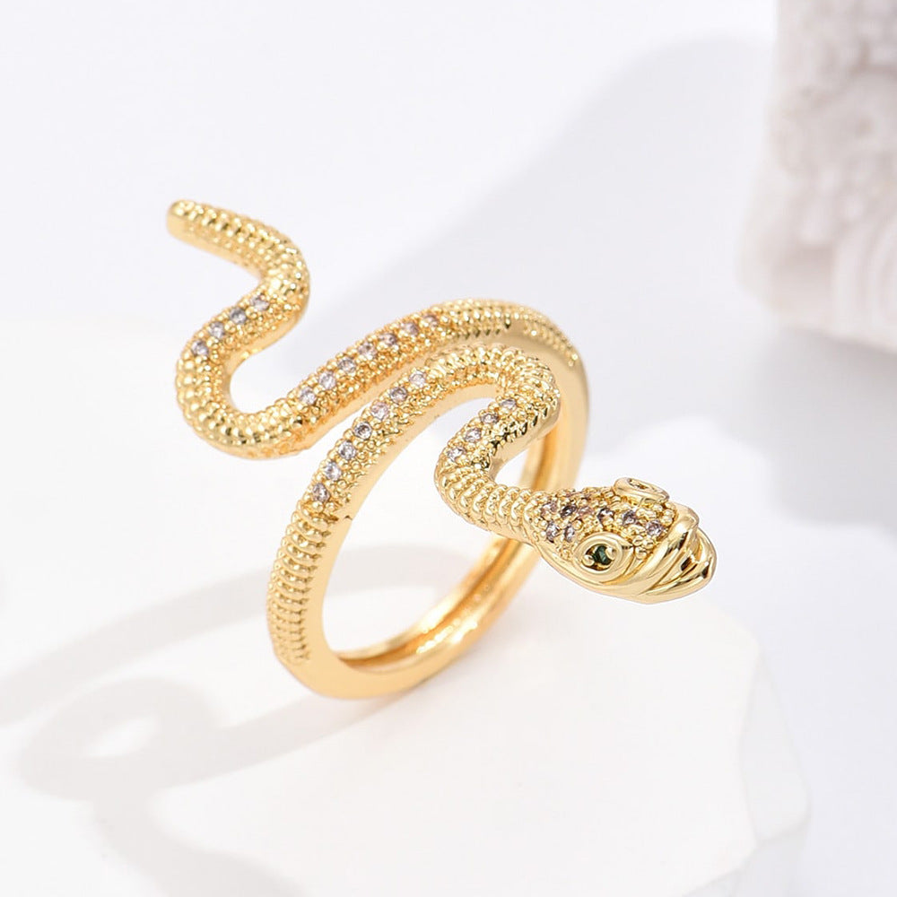 European and American snake shaped opening ring female INS niche personality ring - V.I.P Digital Presence