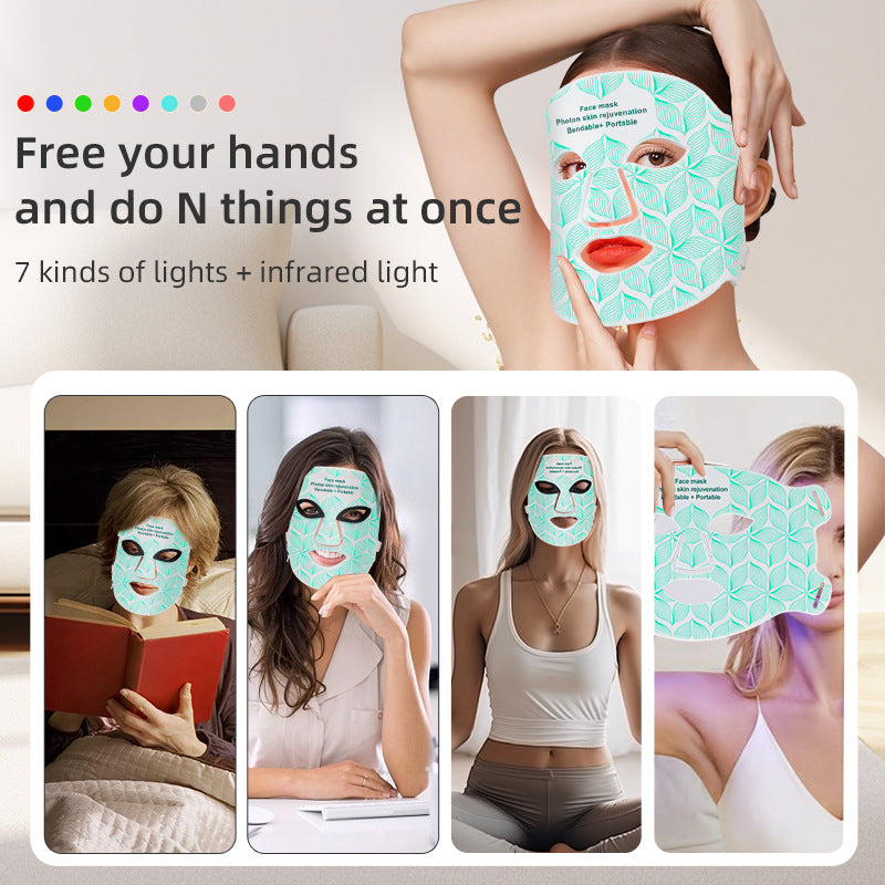 Skin rejuvenating facial mask LED household silicone beauty mask eight color photon spectrum silicone large row lamp - V.I.P Digital Presence