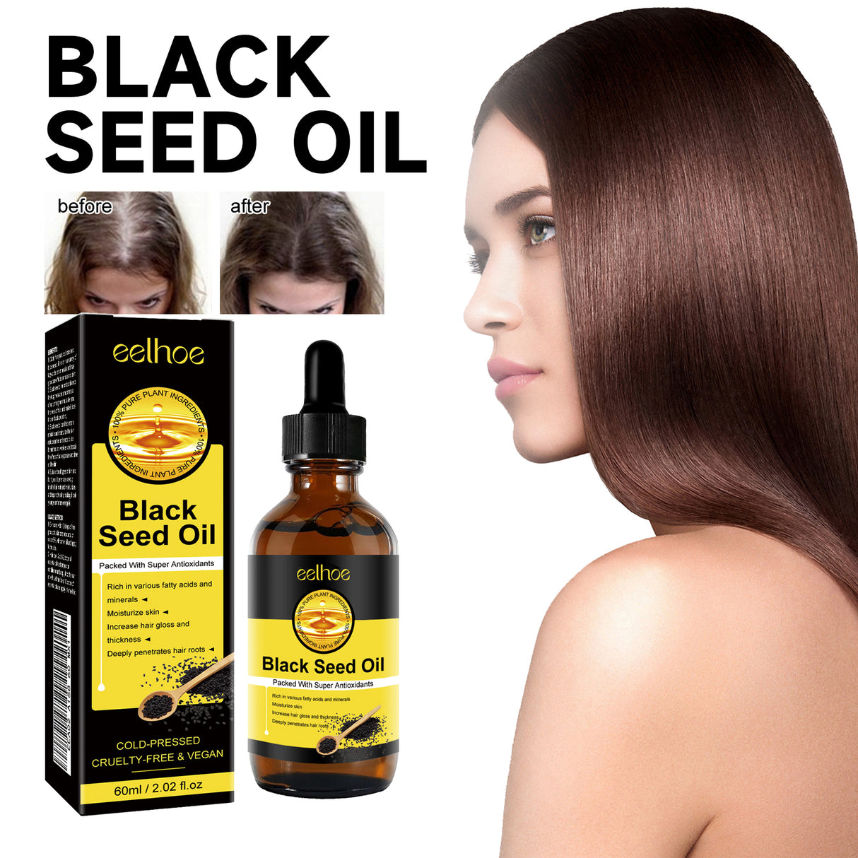 Black Seed Oil Essence To Improve Dry Hair, Nourish And Repair Damaged Hair And Prevent Hair Loss - V.I.P Digital Presence
