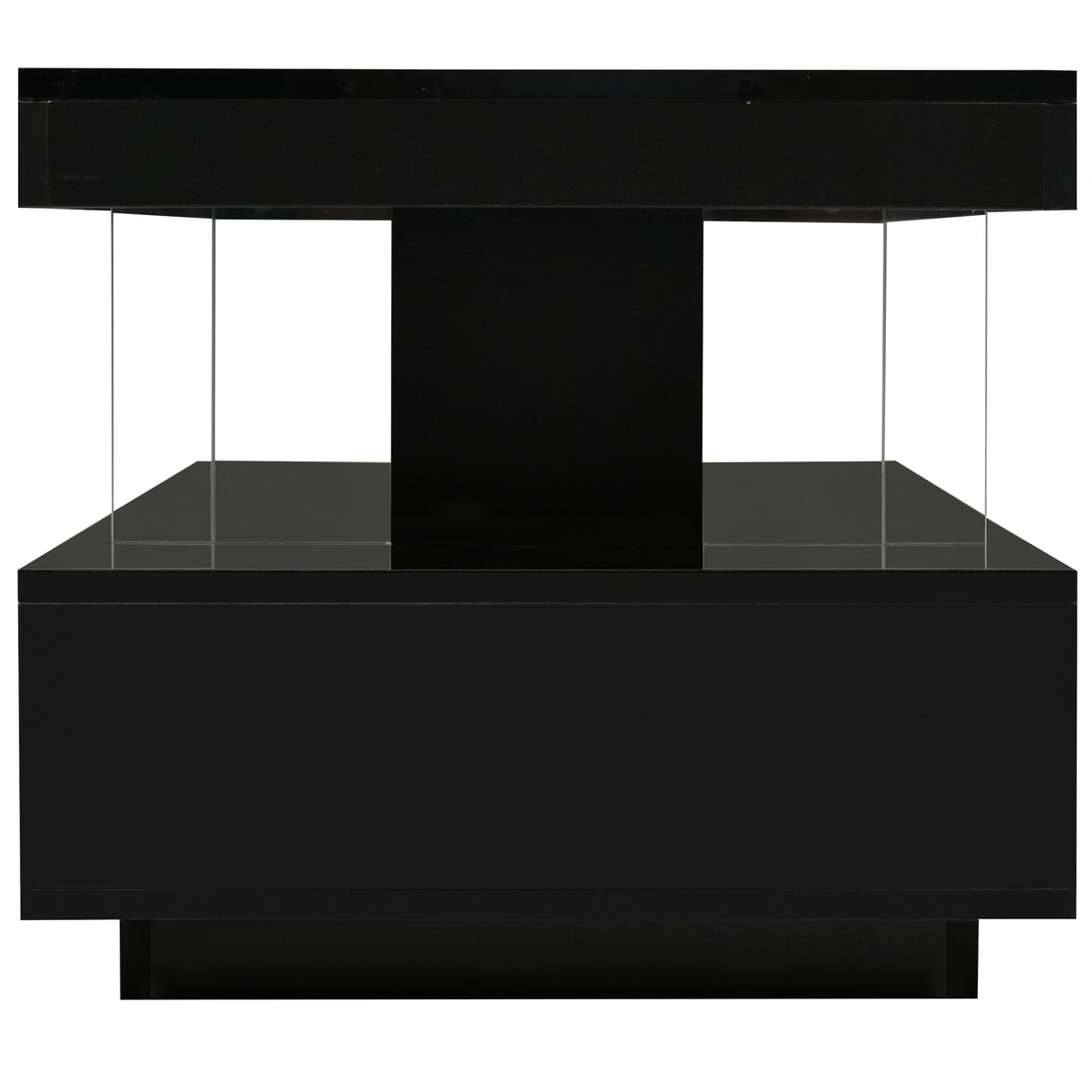 U-Can LED coffee table with storage space, modern central table with 2 drawers and display rack, equipped with LED lights, black - V.I.P Digital Presence