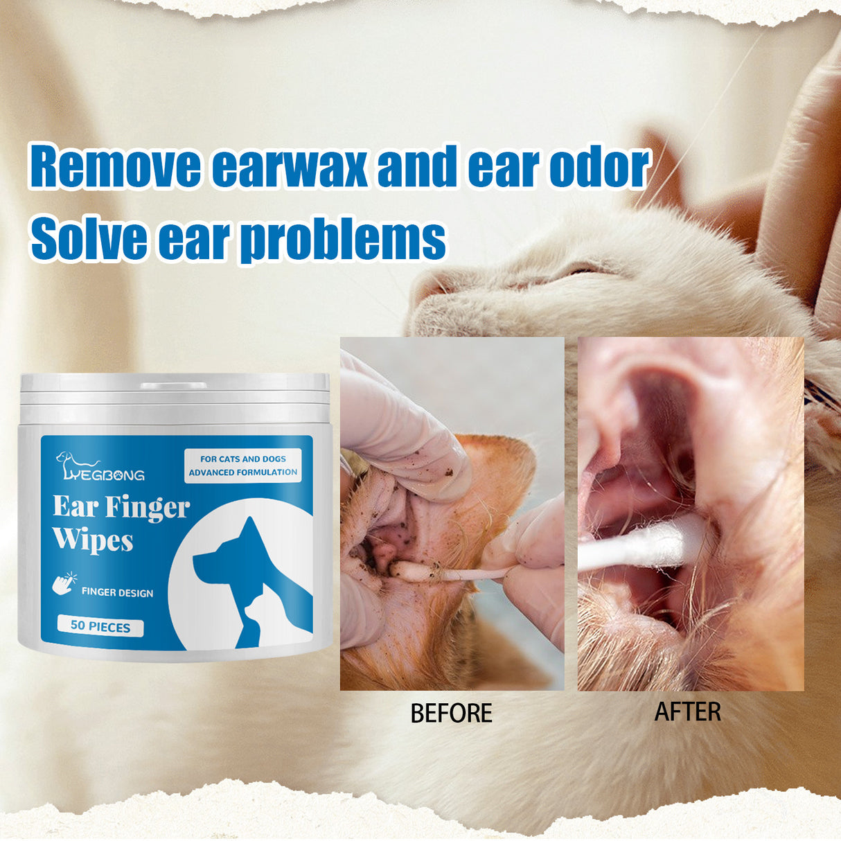 Pet Finger Wipes, Ear Care Finger Cover Ear Wax Ear Mite Cleaning Care - V.I.P Digital Presence