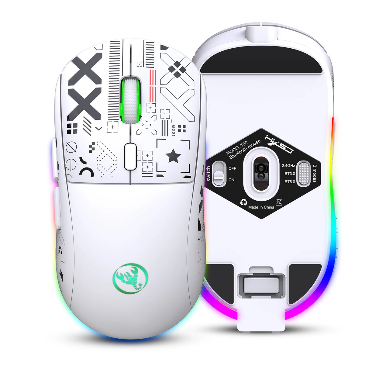 hxsj T90 2.4G Wireless Mechanical Mouse RGB Gaming Mouse Ergonomic 10 Million Keystroke 3600DPI Mouse 11 RGB Lighting Modes Mice - V.I.P Digital Presence