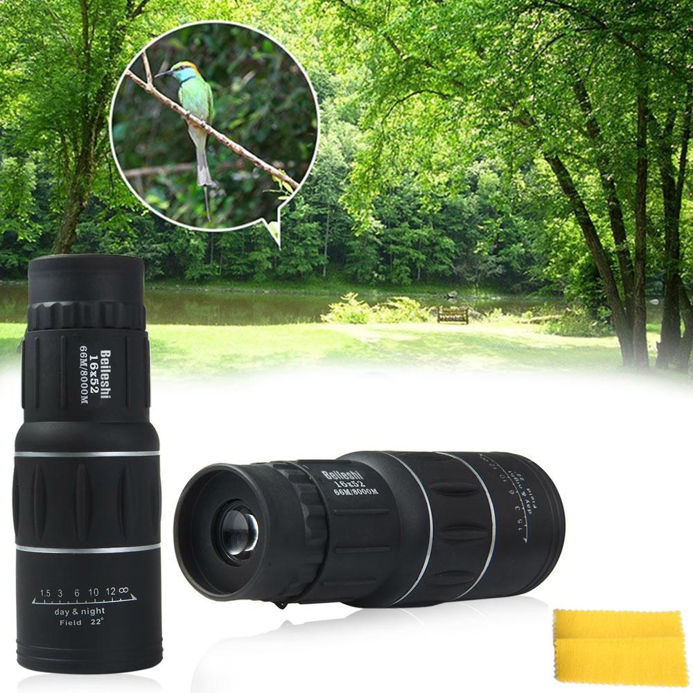 Telescopio monocular Beileshi 16 x 52 de doble enfoque con zoom óptico, binoculares con revestimiento, mira óptica para caza.