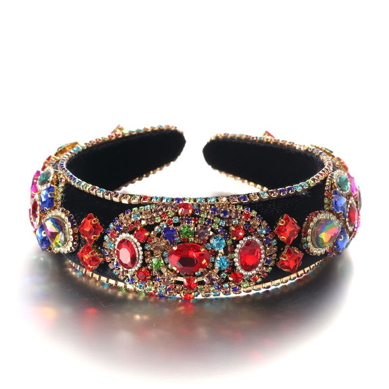 Baroque retro inlaid colored rhinestone sponge hair accessories - V.I.P Digital Presence