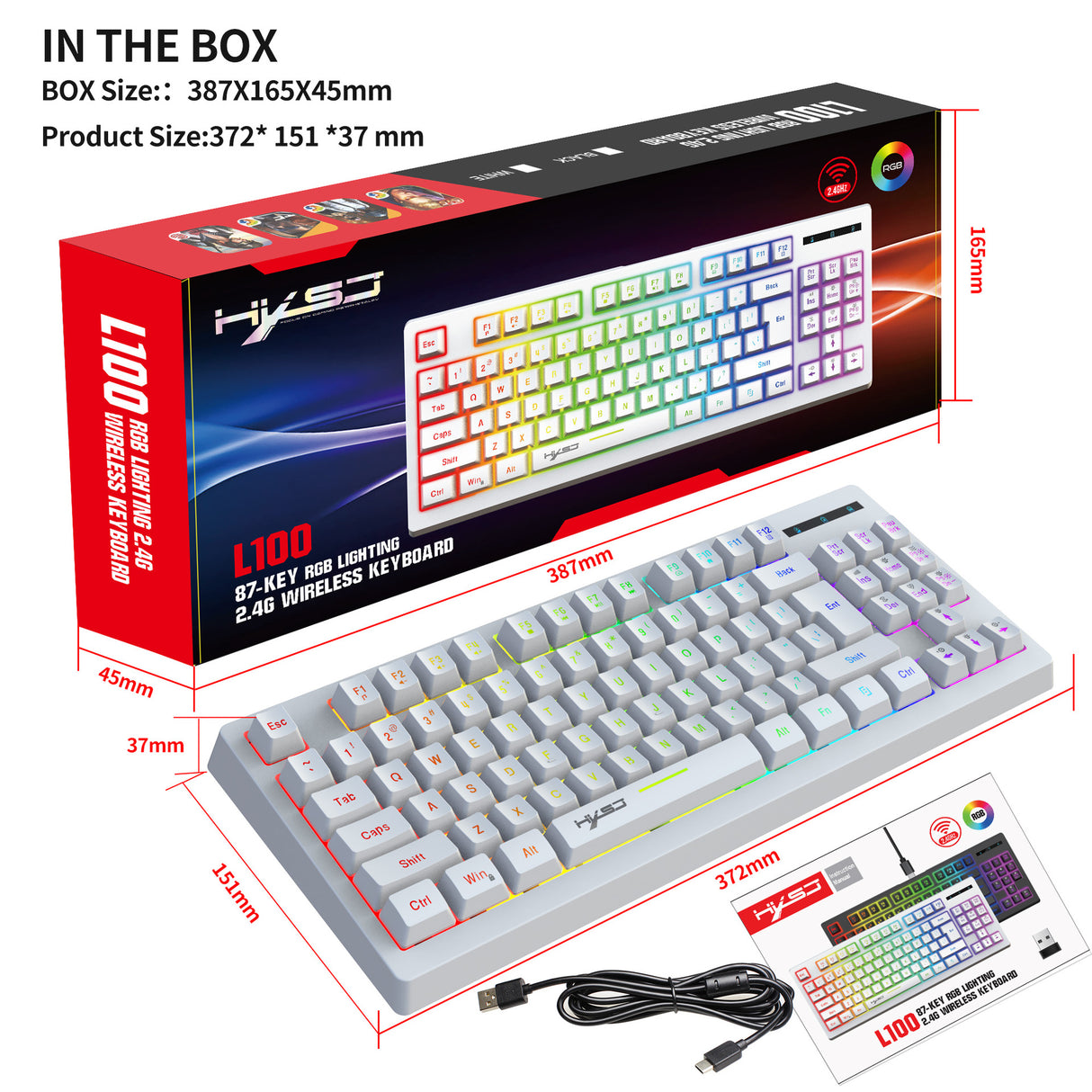 87 key wireless 2.4G film keyboard RGB backlit wireless keyboard - V.I.P Digital Presence