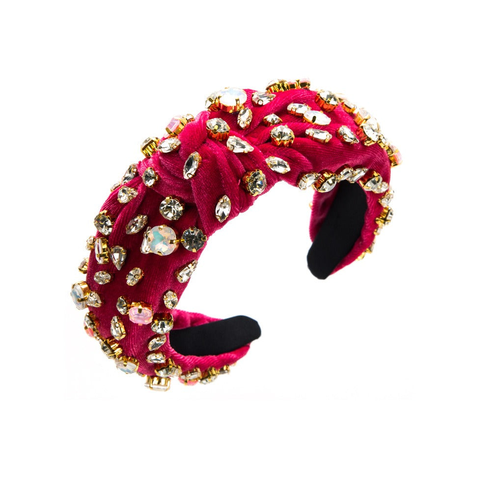 Velvet fabric knotted hair hoop full of starry colored drill bit hoop - V.I.P Digital Presence