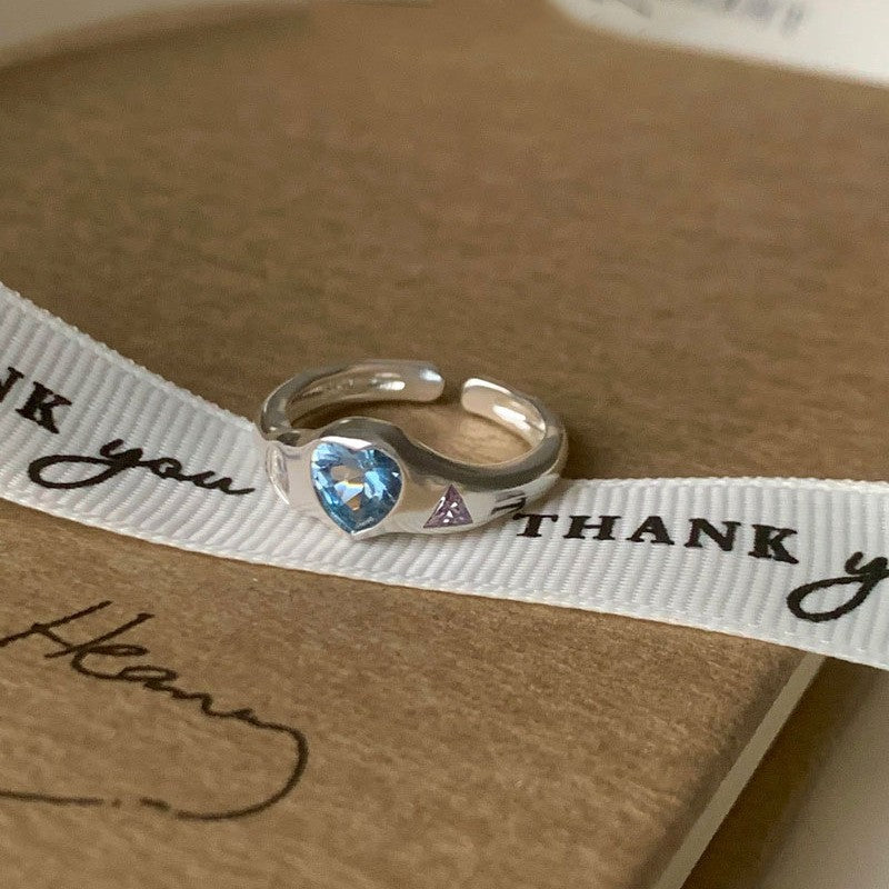 Dopamine love colored zircon diamond ring female niche index finger high-end fashion personality open ring - V.I.P Digital Presence