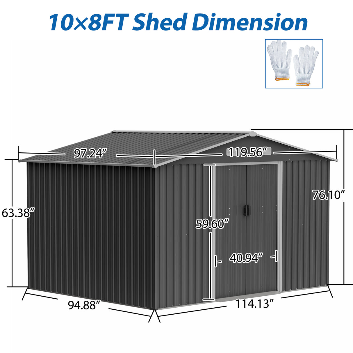 10X8 FT outdoor tool storage shed with metal foundation and lockable door, all-weather metal shed, gray - V.I.P Digital Presence