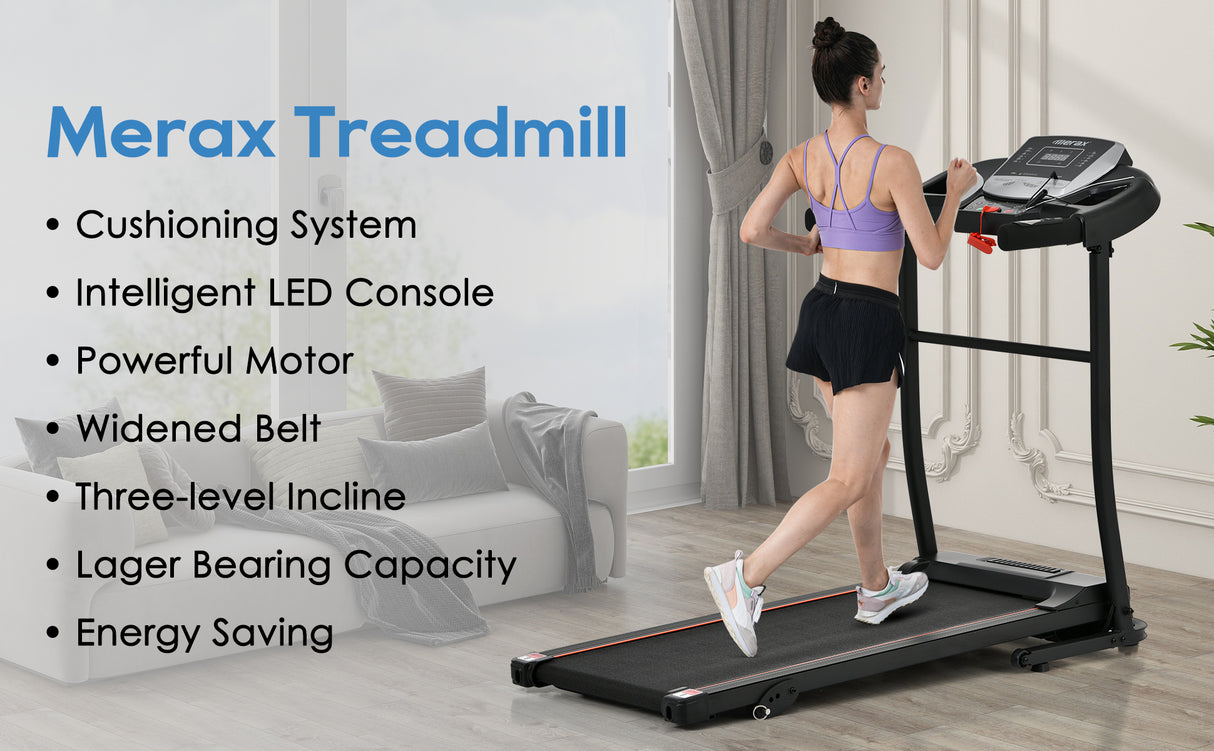 Home folding treadmill with pulse sensor, 2.5-horsepower silent brushless motor, 3-level tilt, 12 preset programs - V.I.P Digital Presence