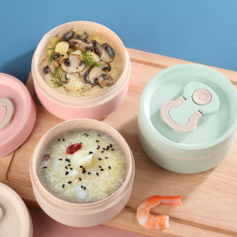 Sealed portable wheat straw insulated lunch box lunch box can be heated in microwave 650ml round lunch box - V.I.P Digital Presence