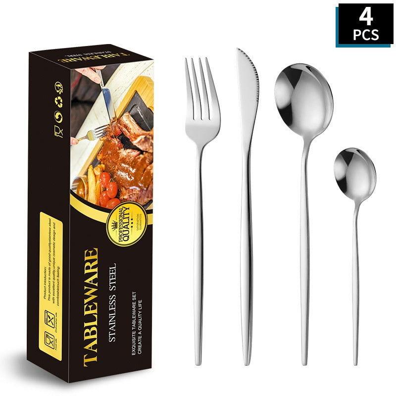Portuguese Stainless Steel Knife Fork Spoon Golden Steak Knife Fork Set Four-Piece Tableware Set - V.I.P Digital Presence