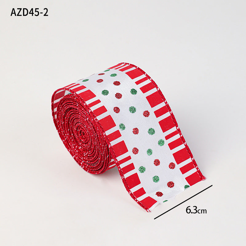 Christmas decoration ribbon, cedar pattern printed ribbon, bow tie, Christmas decoration ribbon, holiday ribbon - V.I.P Digital Presence