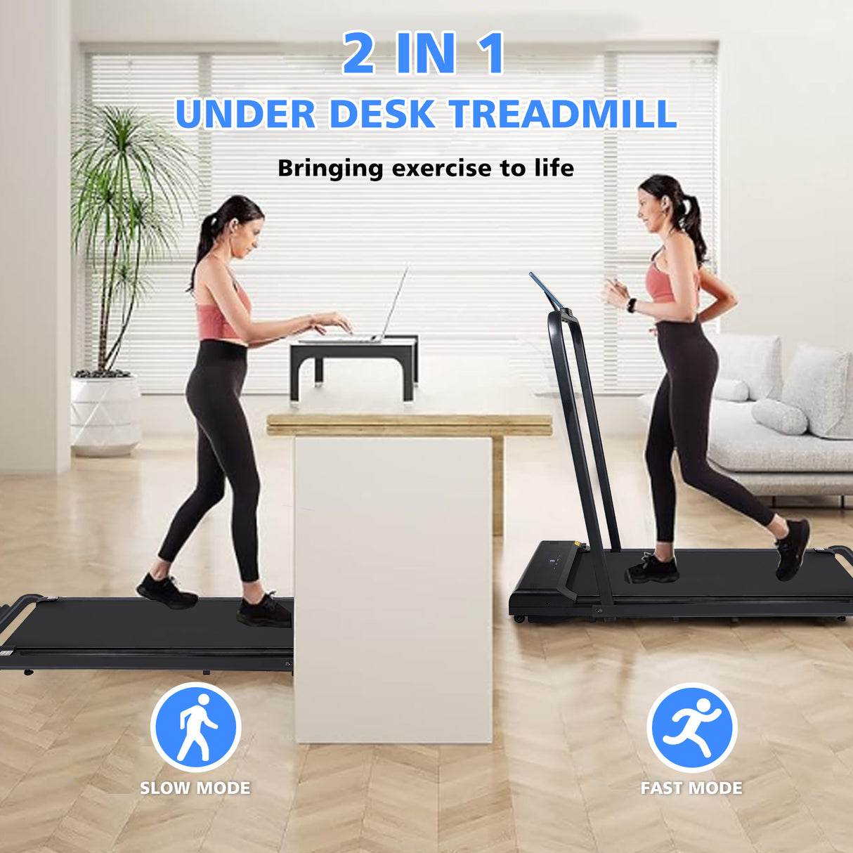 Walking Pad Treadmill Under Desk 2 in 1 Folding Portable Treadmill for Home Office Walking Jogging Machine 240 lb Capacity Black - V.I.P Digital Presence