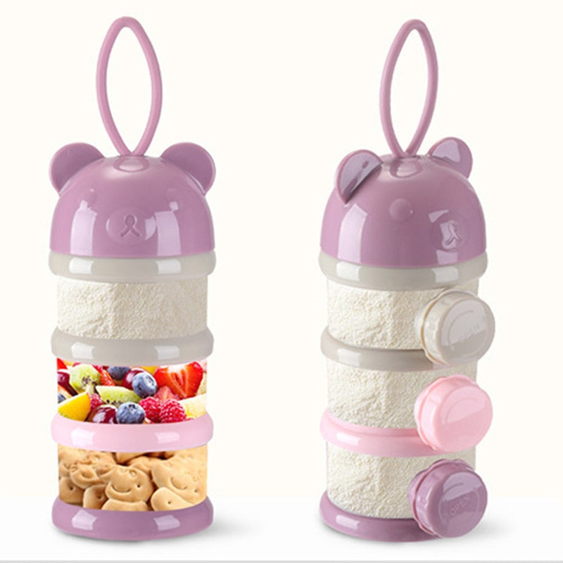 3 / 4 layers Bear Style Portable Baby Food Storage Box Essential Cereal Cartoon Infant Milk Powder Box Toddle Snacks Container - V.I.P Digital Presence
