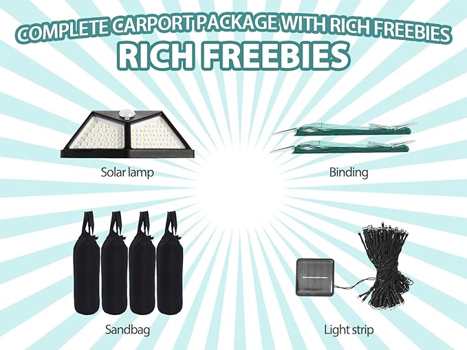 10x20 ultra large portable carport garage with rolling shutter windows and waterproof cloth, metal roof and side walls - V.I.P Digital Presence