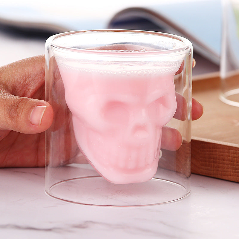 Double layered skull glass, creative bar glass, transparent insulated water glass, skull glass, beer glass, imprisoning pirates - V.I.P Digital Presence