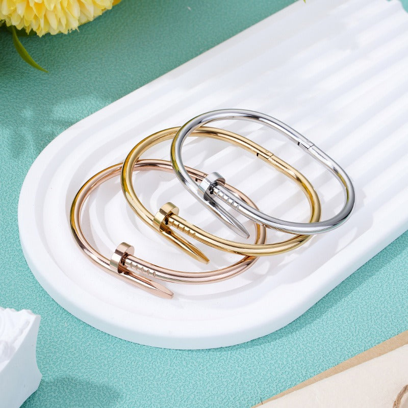 Diamond titanium steel bracelet for women, light luxury, non fading card home nail bracelet - V.I.P Digital Presence