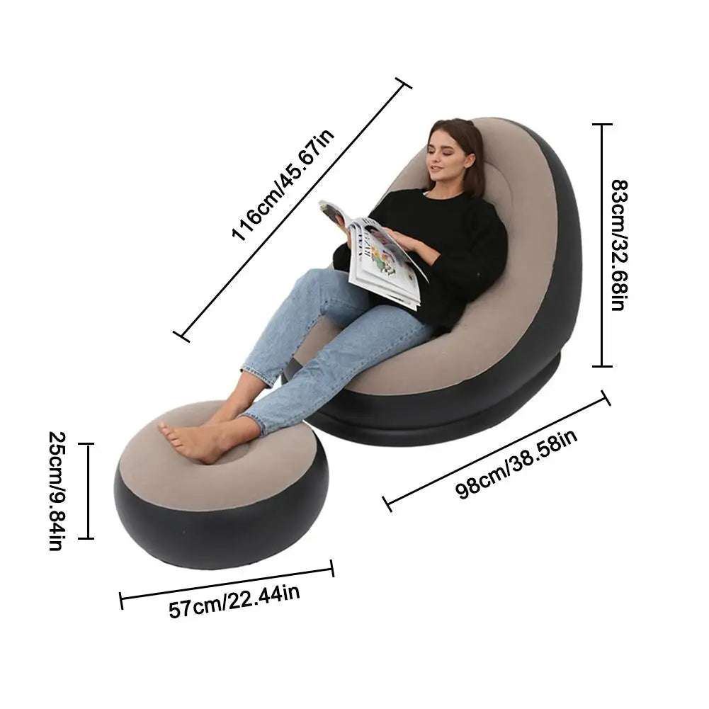 Inflatable Air Mattress Lazy Sofa Deck Chair Comfortable Leg Stool Rest Single Beanbag for home and Outdoor Use - V.I.P Digital Presence