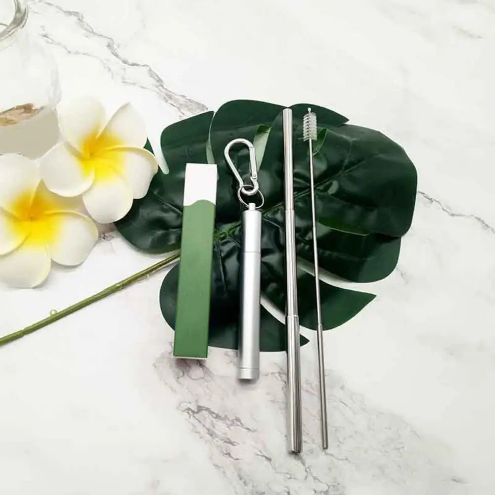 1 Set Reusable Telescopic Straw Set Portable Stainless Steel Easy To Clean Straw With Carry Case - V.I.P Digital Presence