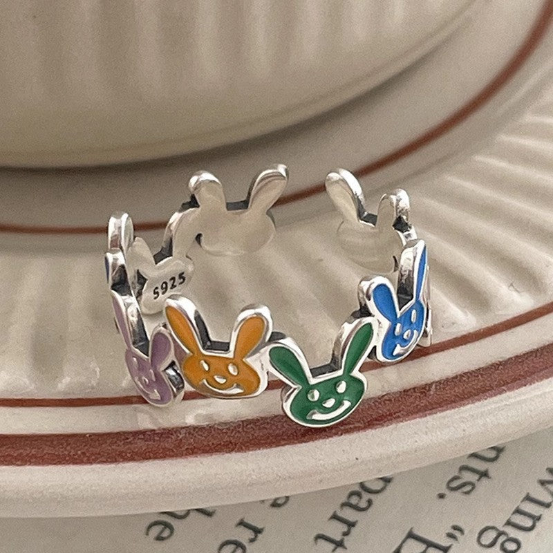 Dopamine love colored zircon diamond ring female niche index finger high-end fashion personality open ring - V.I.P Digital Presence