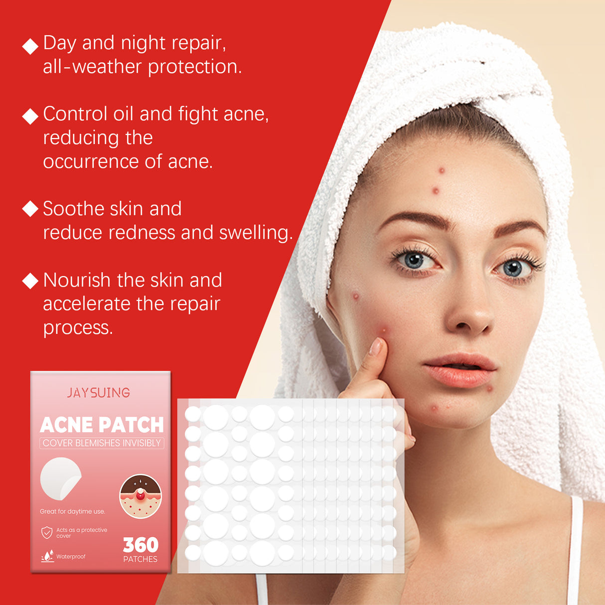 Acne Patch Semi-Transparent Acne Cover Patch Comfortable, Gentle, Easy To Apply Makeup, Waterproof And Breathable