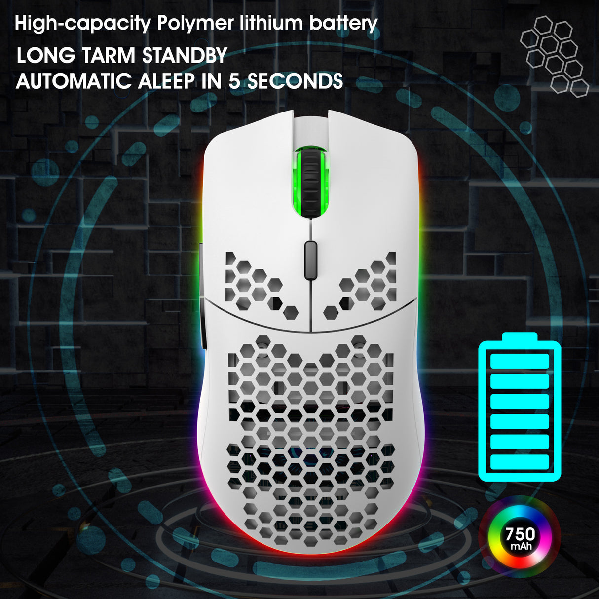 Lightweight hollow hole mouse RGB wireless 2.4G charging game light computer office mouse - V.I.P Digital Presence