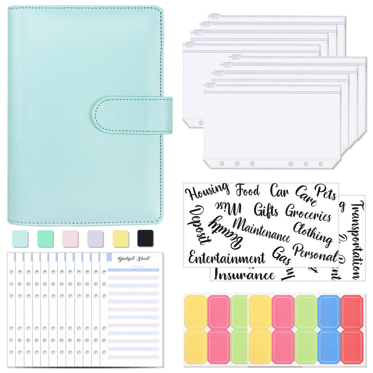 A6 Loose-Leaf Binder Budget Book Macaron Notebook Leather PU Loose-Leaf Book Cash Budget Handbook - V.I.P Digital Presence