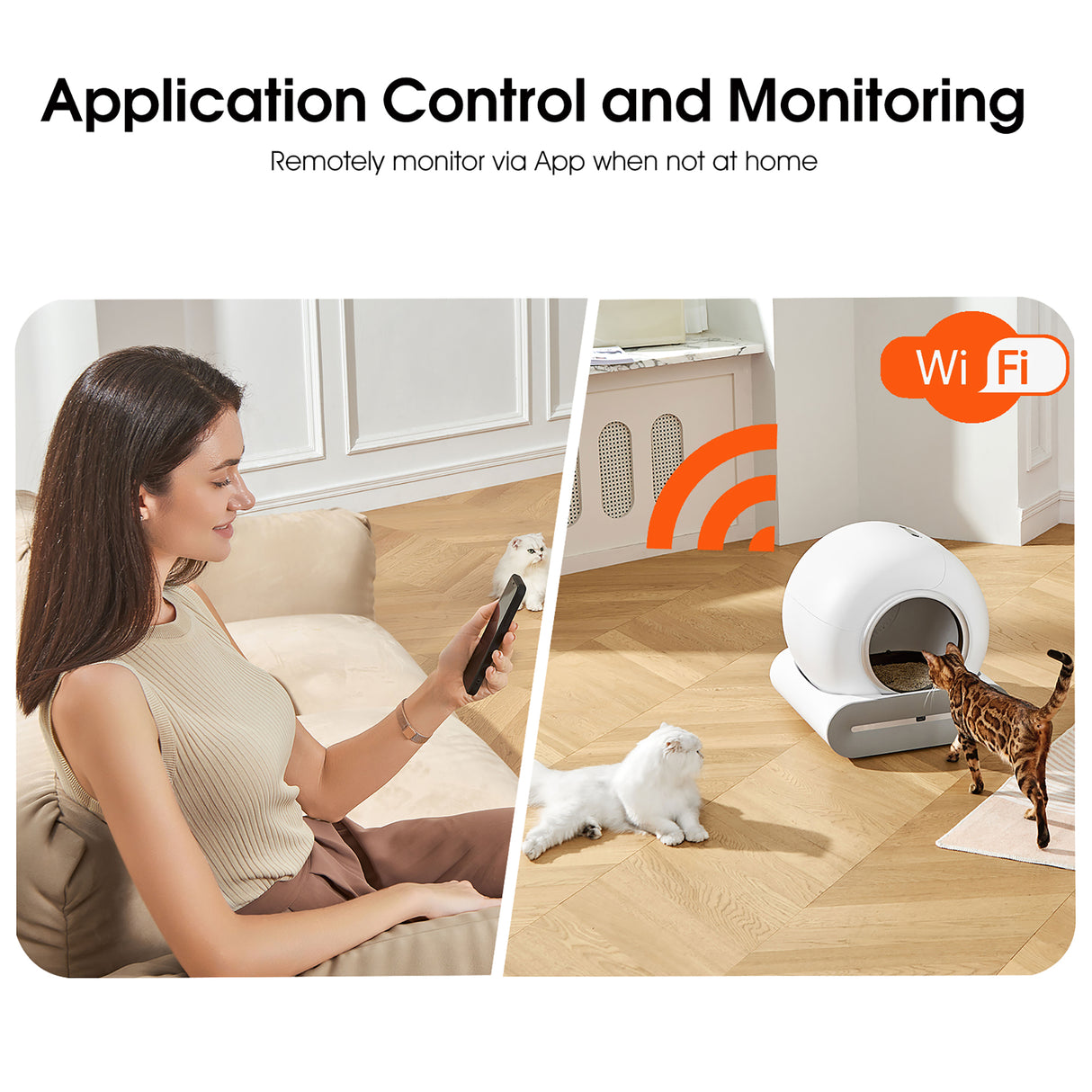 Automatic cleaning, eliminates odors, supports WiFi application control, intelligent automatic cat litter box with padding - V.I.P Digital Presence