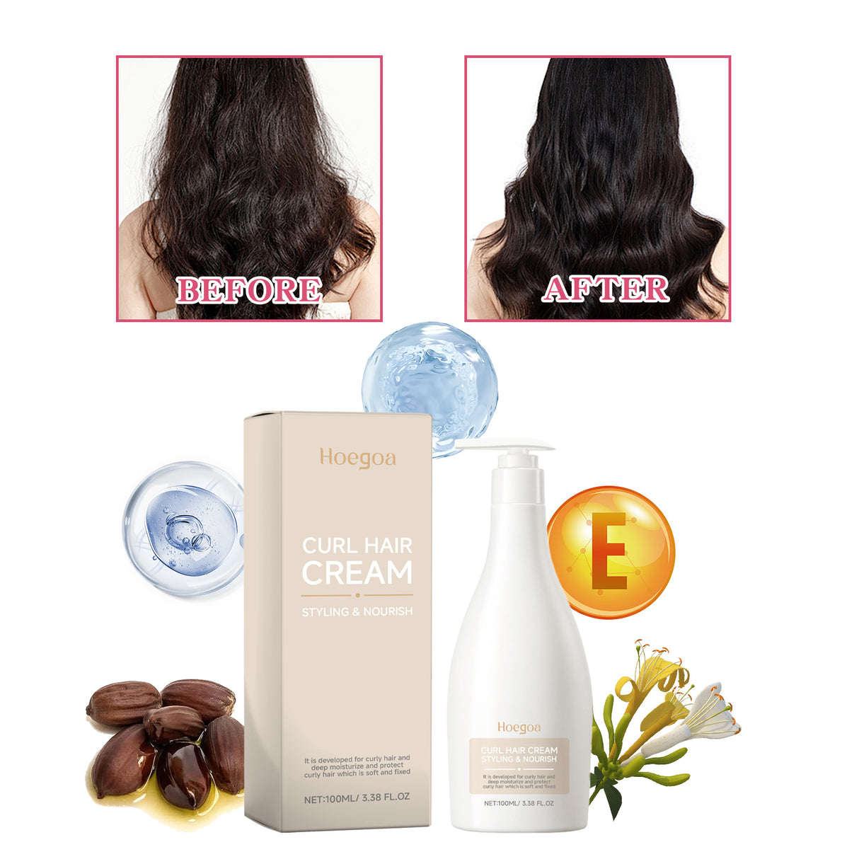 Moisturizing Curl Cream, Hydrating Glossy Curl Cream, Hydrating Hair Elastic Curl Cream - V.I.P Digital Presence