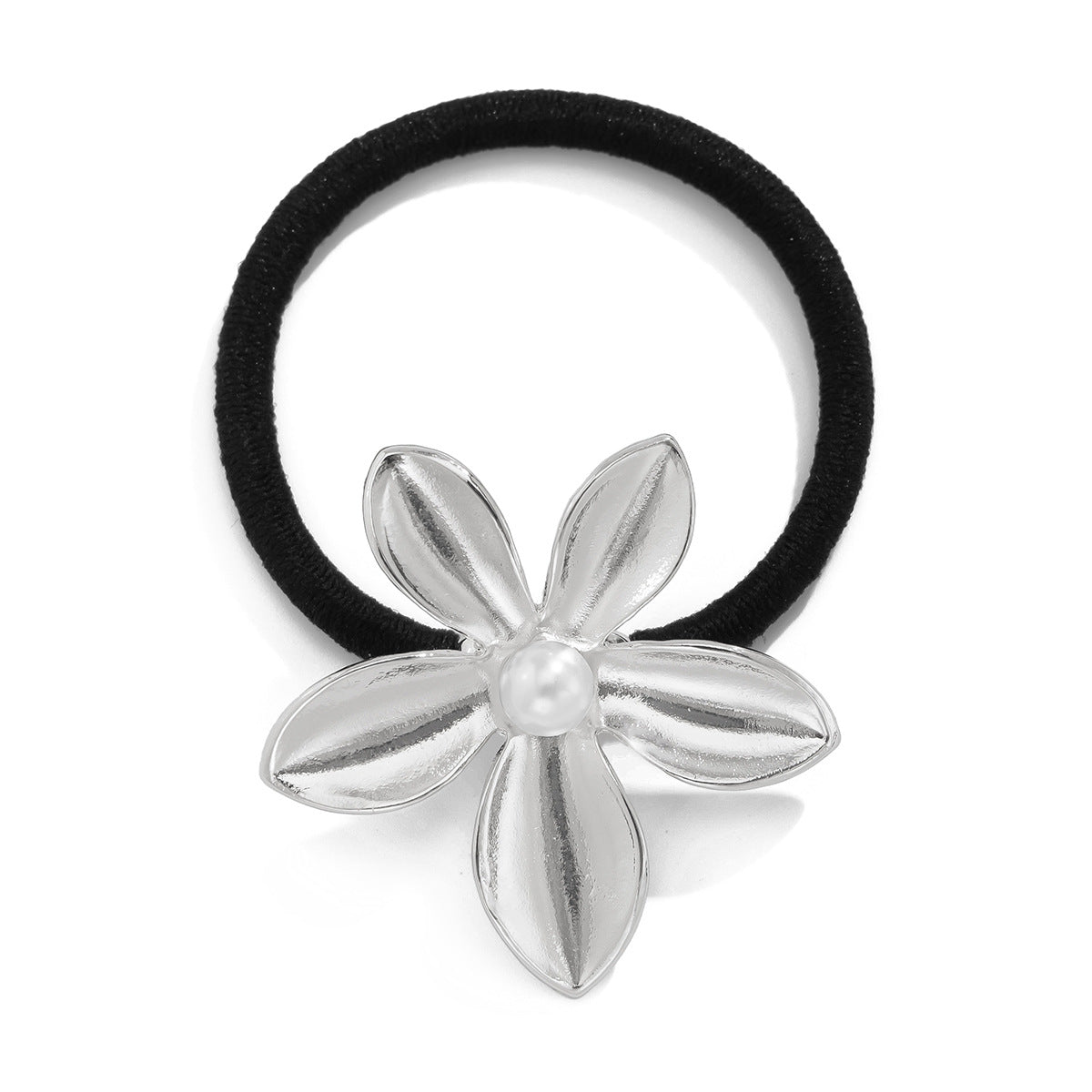 Versatile five petal flower alloy hair accessory with fashionable glossy imitation pearl bow headband - V.I.P Digital Presence