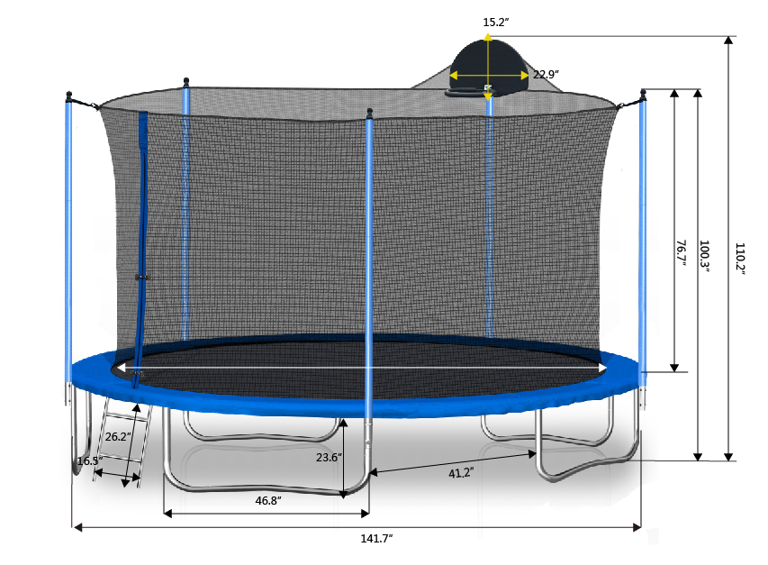 12FT Trampoline for Adults & Kids with Basketball Hoop, Outdoor Trampolines w/Ladder and Safety Enclosure Net for Kids and adult - V.I.P Digital Presence