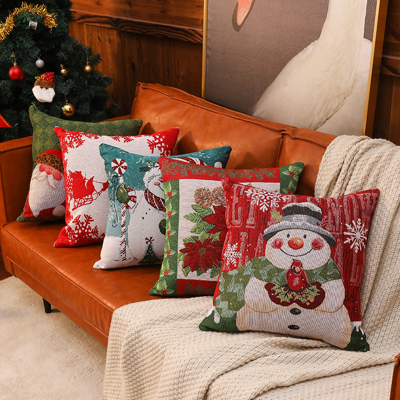 Christmas Pillow Cover (without core) Woven Cartoon Elk Snowman European and American Festival Cushion Sofa - V.I.P Digital Presence