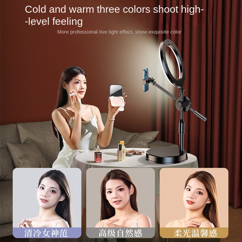Mobile Phone Overhead Shooting Stand for Food Photography, Drawing, and Live Streaming - Adjustable Dual-Camera Position Desktop Phone Holder with Fill Light - V.I.P Digital Presence