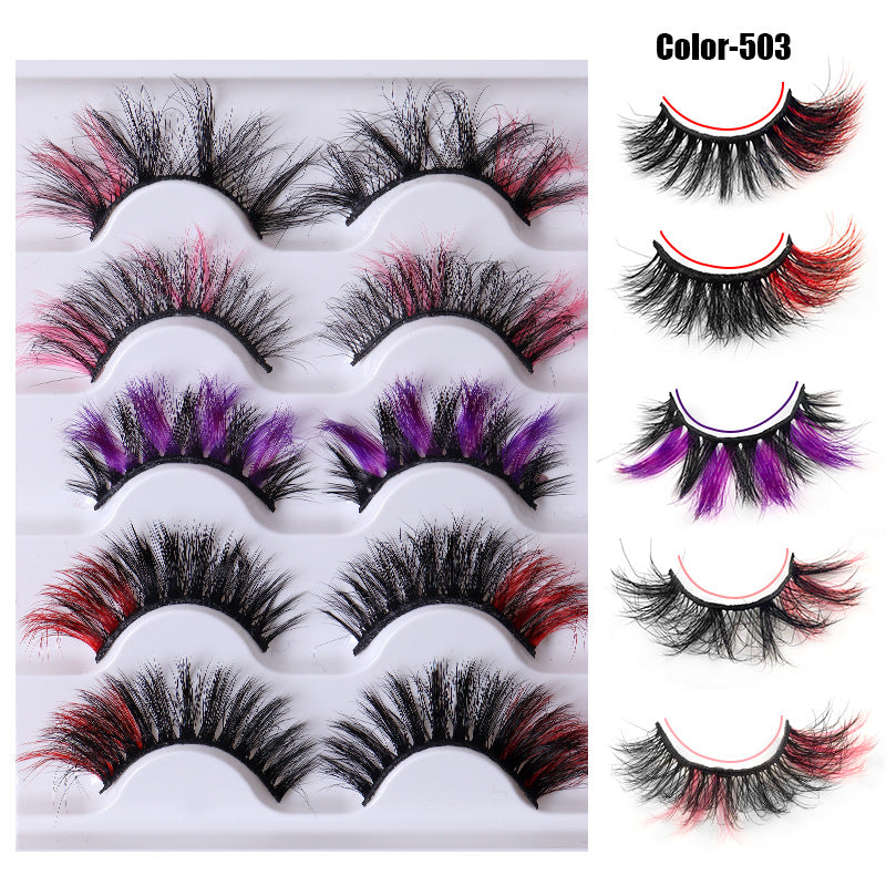 Colorful Fried 5 Pairs Of False Eyelashes Multi-Layer Thick Cross Mink Hair Eyelashes 8D FLUFFY - V.I.P Digital Presence