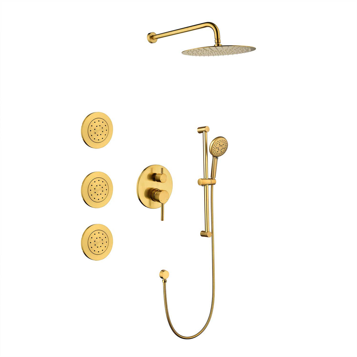Shower System with Shower Head Hand Shower Slide Bar Bodysprays, Shower Arm Hose Valve Trim and Lever Handles - V.I.P Digital Presence