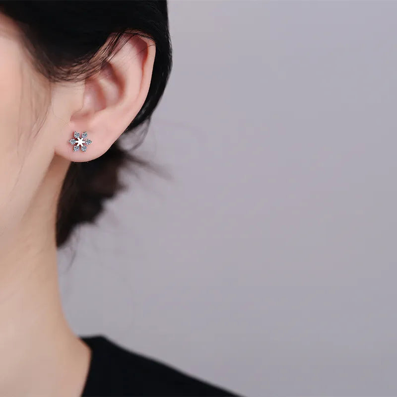 Moissanite 925 Sterling Silver Snowflake Shape Earrings - V.I.P Digital Presence