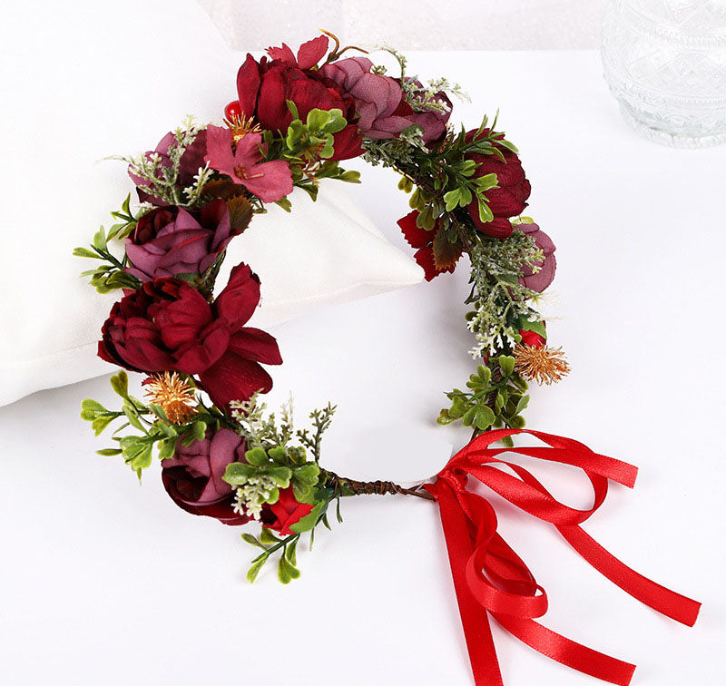 Korean style flower garland headwear, fresh flower crown, fashion show, dance party, flower crown, vacation, countryside props, - V.I.P Digital Presence