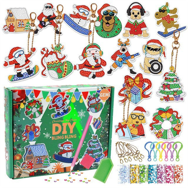 Christmas Diamond Painting Keychain 5D DIY Hanging Diamond Art Kits Diamond Ornaments for Kids Christmas Crafts Family Decor - V.I.P Digital Presence
