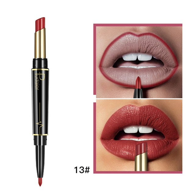 Matte Lipstick Wateproof Double Ended Long Lasting Lipsticks Brand Lip Makeup Cosmetics Nude Dark Red Lips Liner Pencil - V.I.P Digital Presence