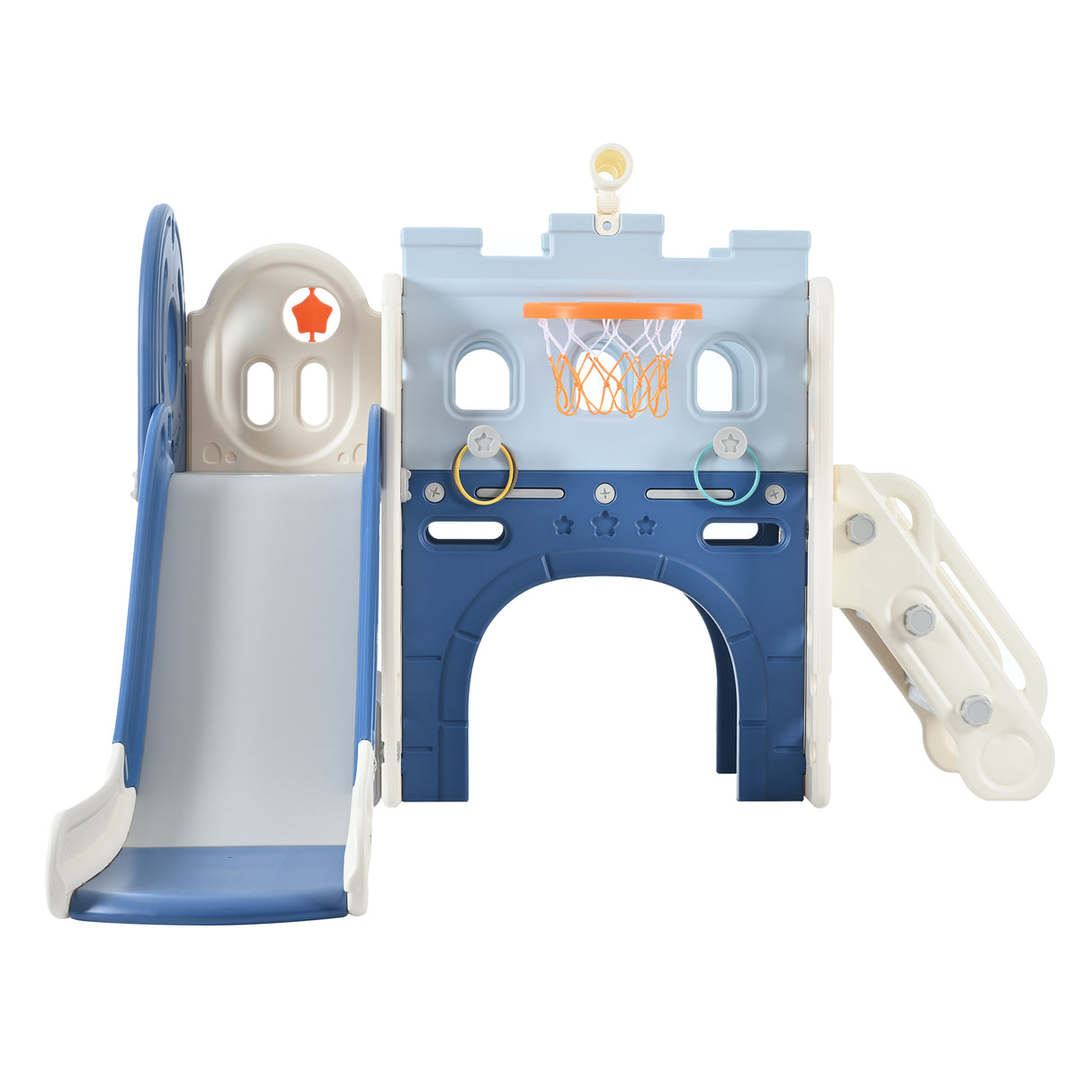 9-1 Toddler Slide Set,Kids Slide for Toddlers Ages 1+, Basketball Hoop, Tunnel and Storage Space, Pirate Ship Themed Slide - V.I.P Digital Presence