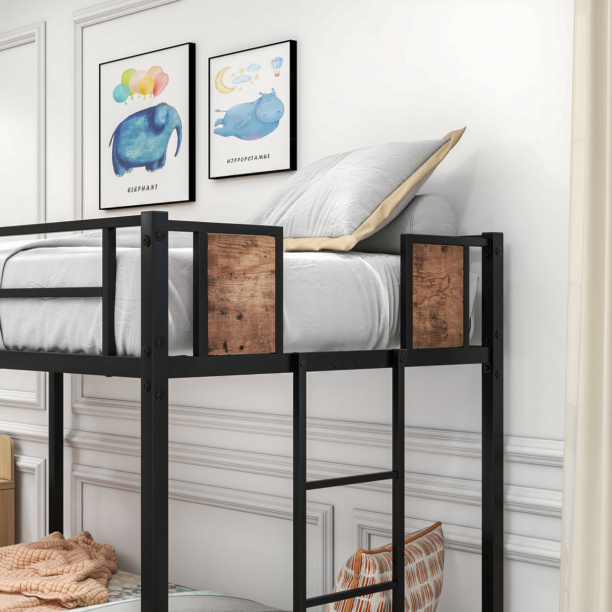 Bunk Bed Twin Over Twin Size Metal Bunk Bed with Ladder and Full-Length Guardrail Metal Bunk Bed Black - V.I.P Digital Presence
