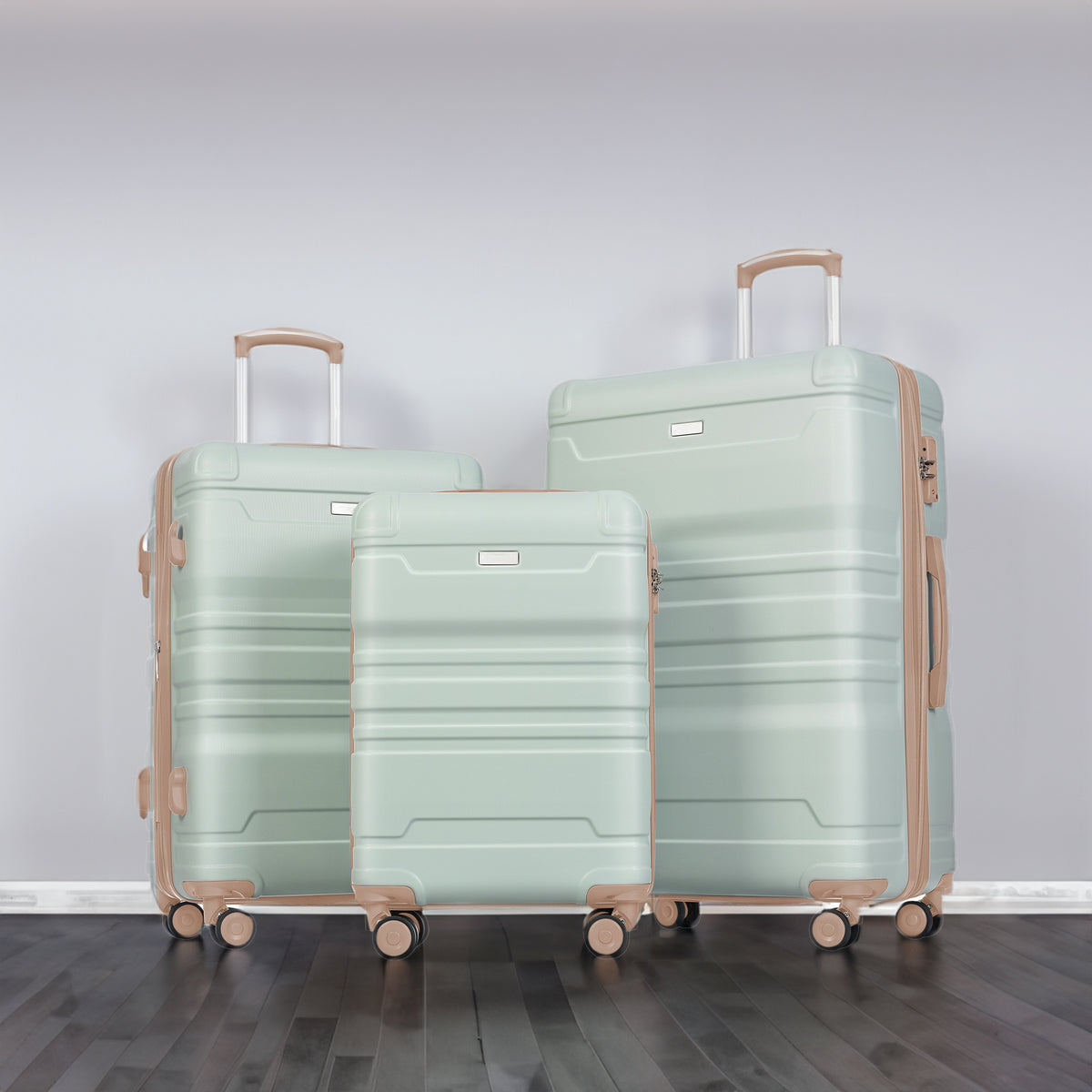 Luggage Sets New Model Expandable ABS Hardshell 3pcs Clearance Luggage (grey green)