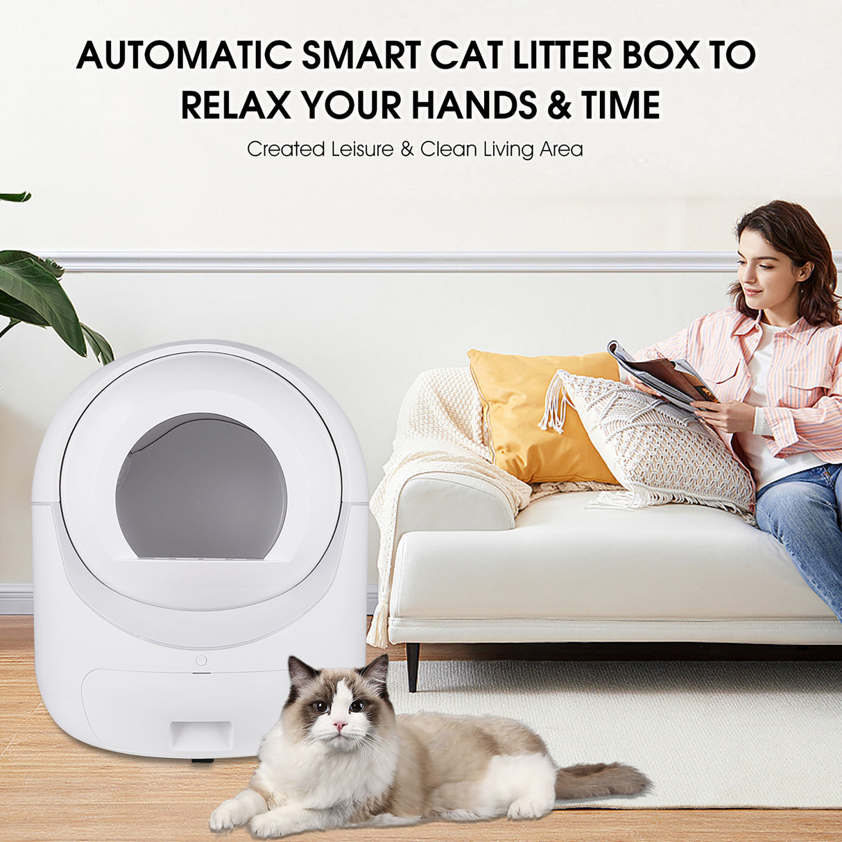 Intelligent cat litter box, automatically eliminates odors, application control, supports multiple cats with 5G and 2.4G WiFi - V.I.P Digital Presence