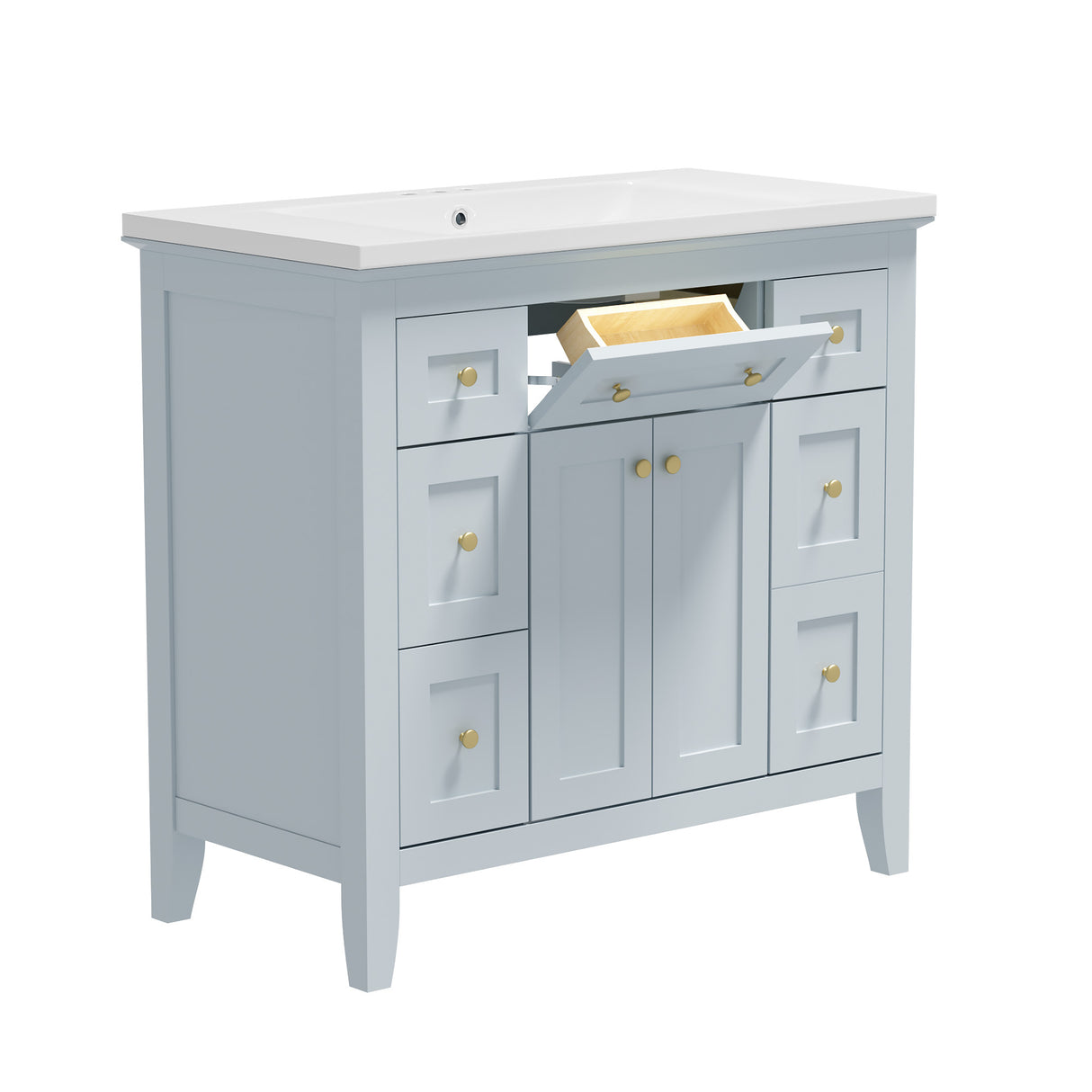 36 inch bathroom vanity with resin sink combination set with 6 drawers and 2 cabinets, storage cabinet vanity set, light blue - V.I.P Digital Presence