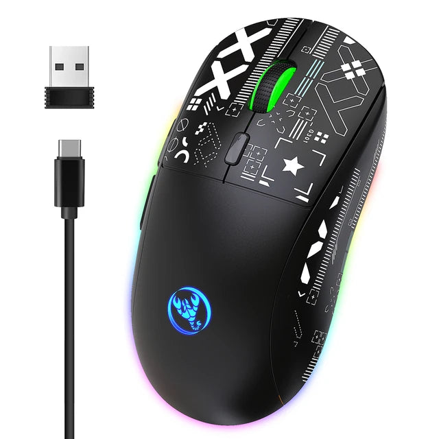 hxsj T90 2.4G Wireless Mechanical Mouse RGB Gaming Mouse Ergonomic 10 Million Keystroke 3600DPI Mouse 11 RGB Lighting Modes Mice - V.I.P Digital Presence