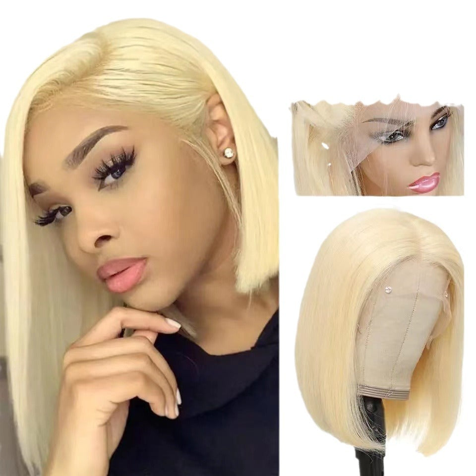 European and American wigs in various colors, short straight hair, split bob, bob, high temperature, silk, synthetic fiber, front lace headband - V.I.P Digital Presence