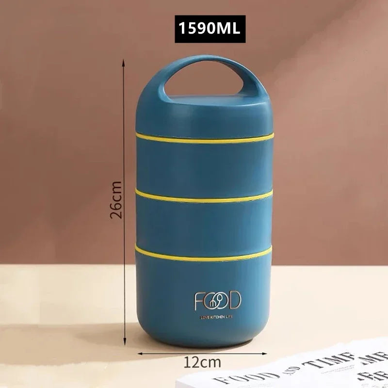 1240ML/1590ML Large Capacity Stainless Steel 304 Lunch Box Leak-Proof Multi layer Thermal Bento Box Adult Student Food Container - V.I.P Digital Presence